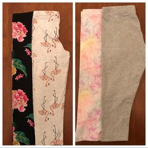 4 pair Girls print Capri leggings